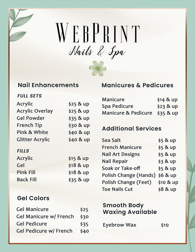 2 Page Menu 8.5x11 - 30