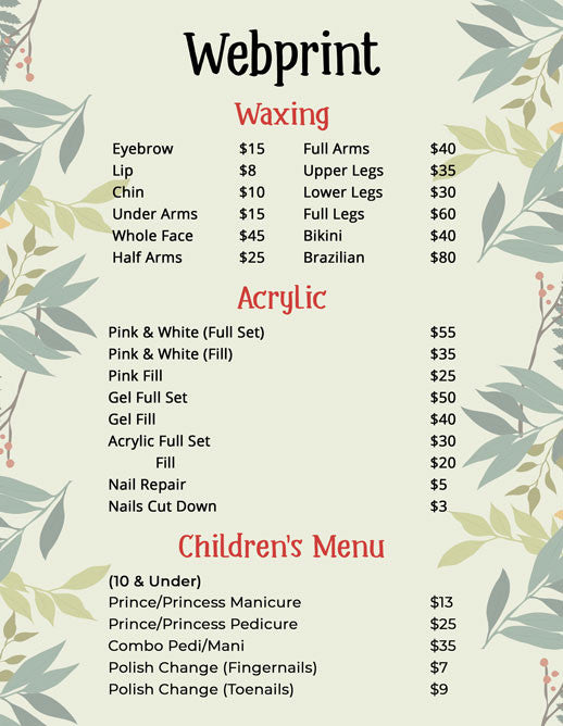 2 Page Menu 8.5x11 - 11