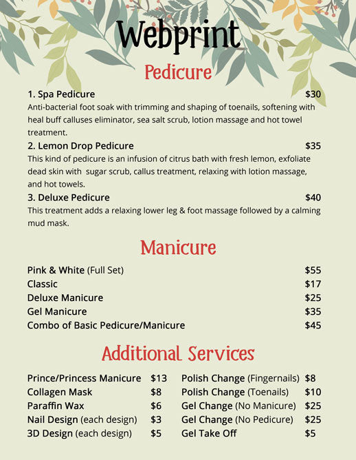 2 Page Menu 8.5x11 - 11