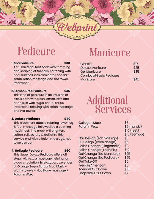 2 Page Menu 8.5x11 - 50