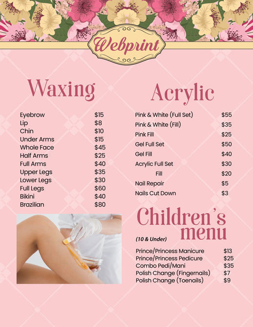 2 Page Menu 8.5x11 - 50