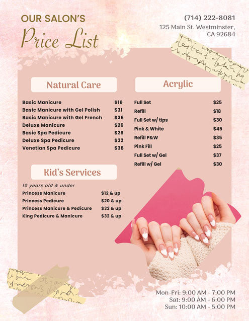 Laminated Price List - 07