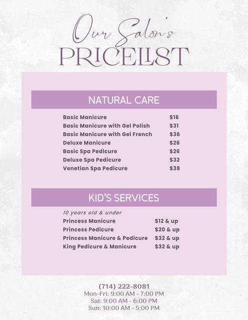 Laminated Price List - 09