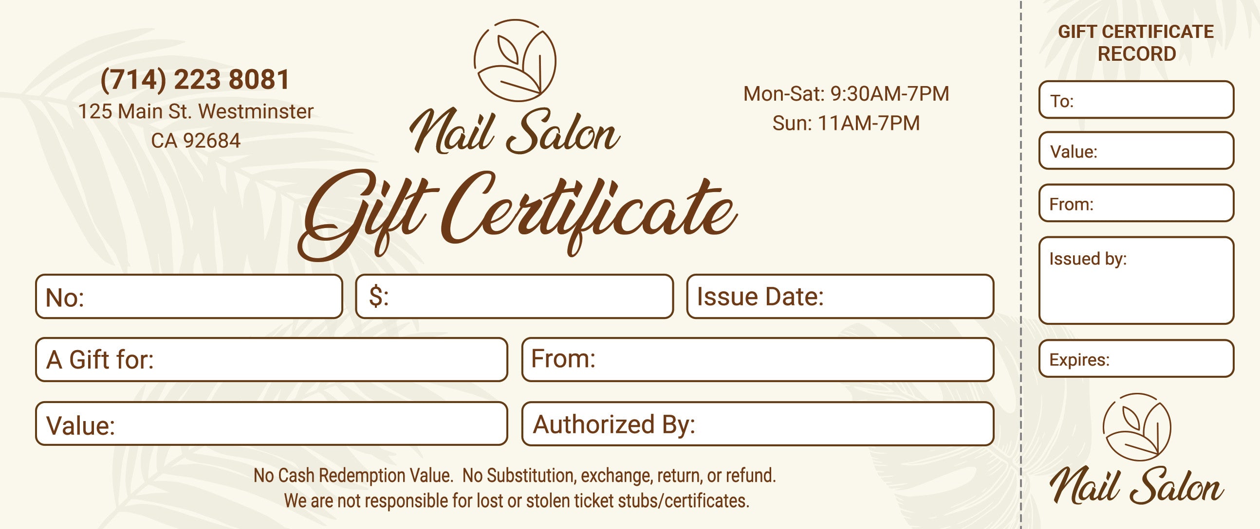 Gift Certificate - 321