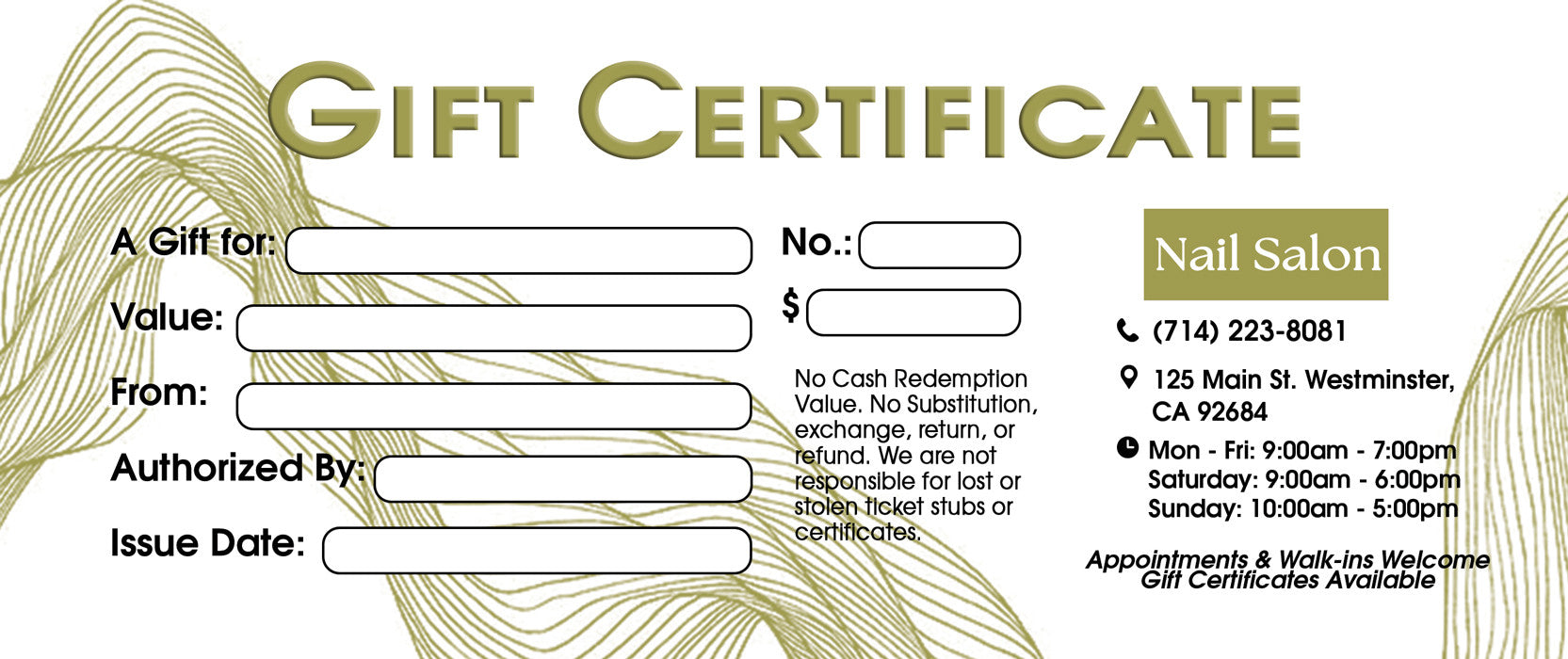 Gift Certificate without Stub - 02