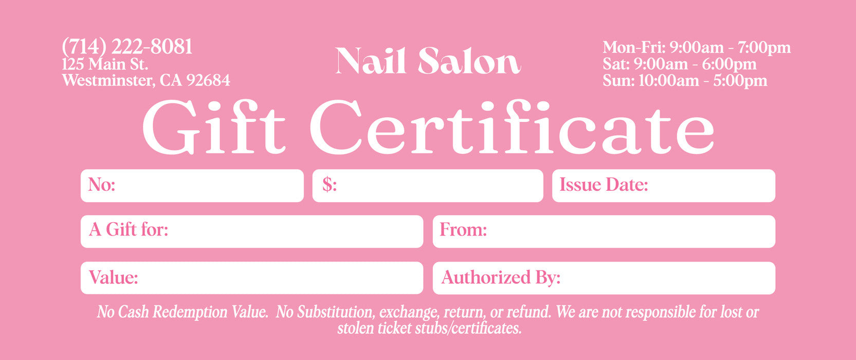 Gift Certificate without Stub - 03